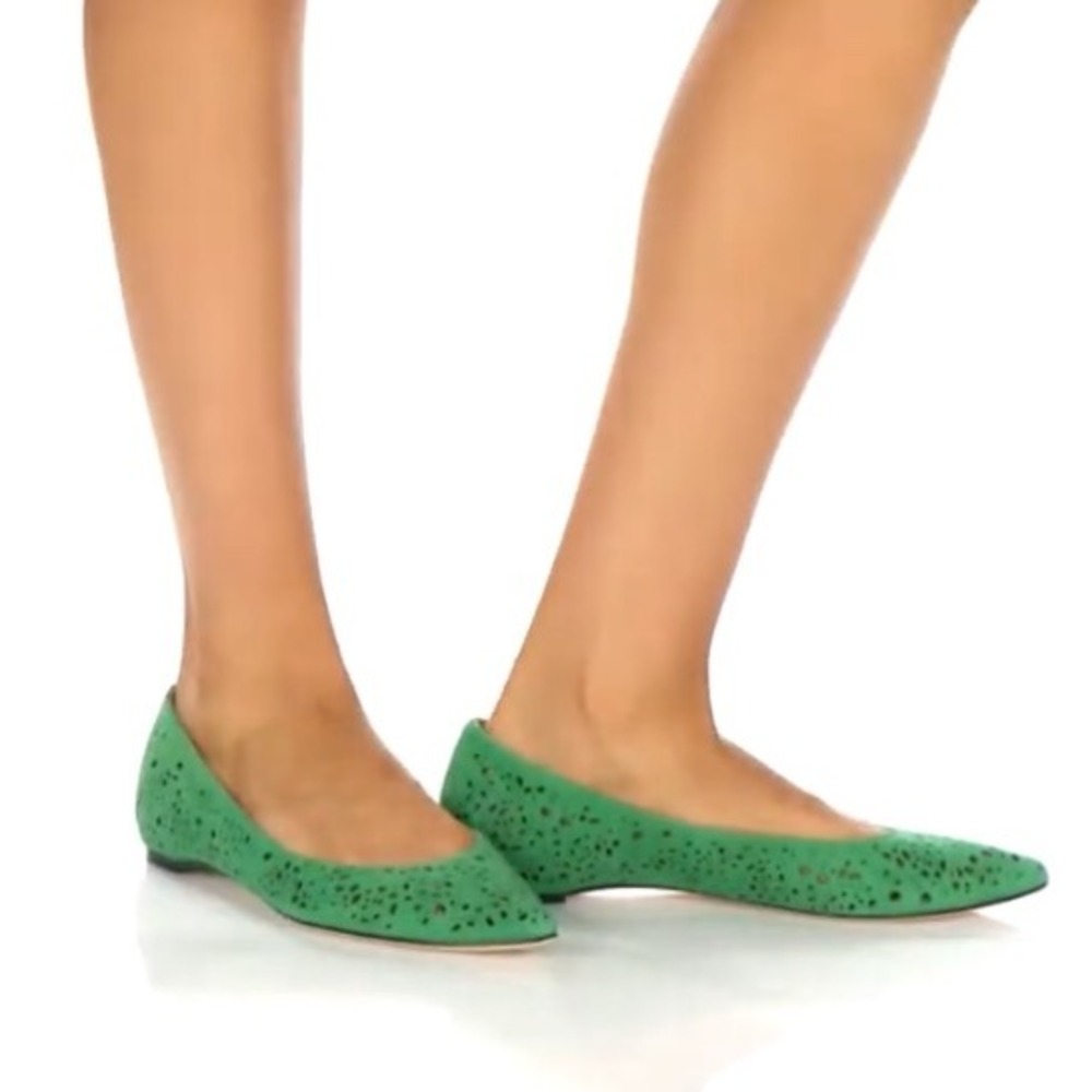 Johnston & Murphy Green Tami Laser‎ Cut Pointed Ballet Flat Women's 6M - Picture 3 of 11